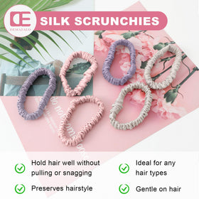 DEMAZALO scrunchies held in hand for scale showing lightweight, travel-friendly size