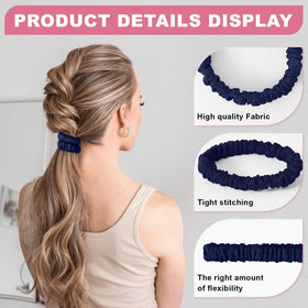 DEMAZALO scrunchie worn in a high ponytail demonstrating secure hold and sleek look