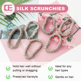 DEMAZALO silk hair tie securing a ponytail showing secure hold and reduced creasing
