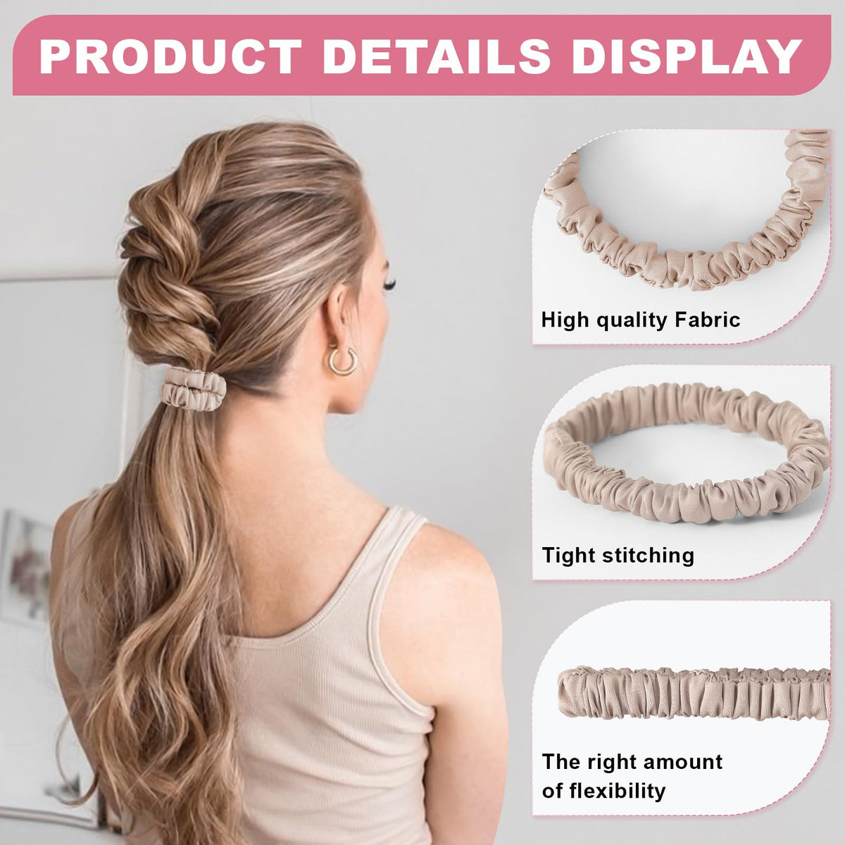 DEMAZALO silk scrunchies worn on wrist showing portable convenience and style