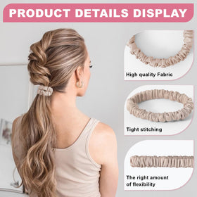 DEMAZALO silk scrunchies worn on wrist showing portable convenience and style