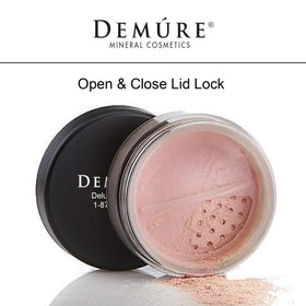 DEMÚRE blush with brush and mirror in a lifestyle setting for everyday use