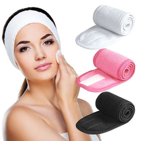 Denfany front view of three headbands showing color options and tidy storage benefit