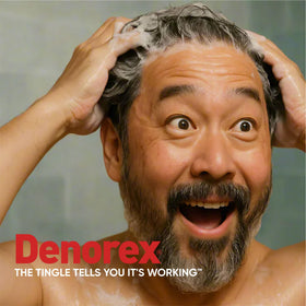 Denorex being applied to scalp demonstrating targeted relief