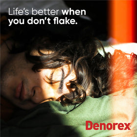 Denorex icons showing free-from SLS SLES parabens for gentler care
