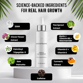 Deoxygain applying serum to scalp demonstrating targeted follicle support