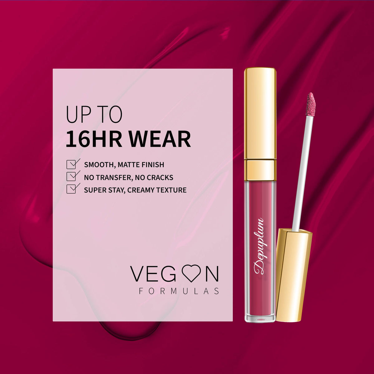 Depuplum product label detail highlighting vegan formula and ingredient benefit