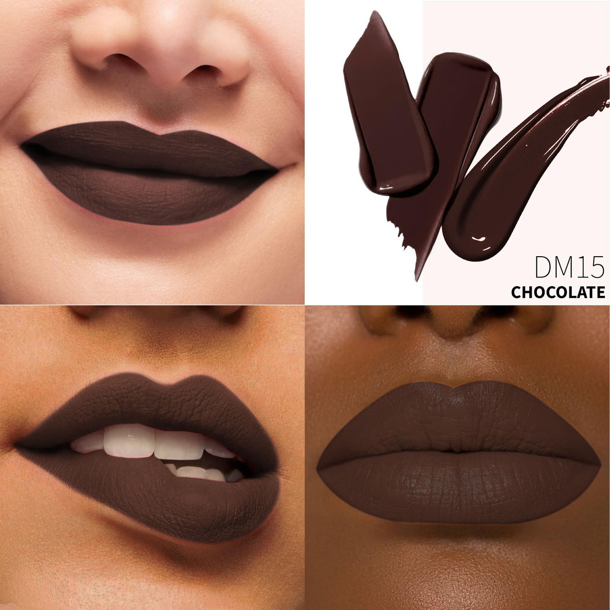 Depuplum texture swipe showing rich chocolate pigment and smooth coverage benefit