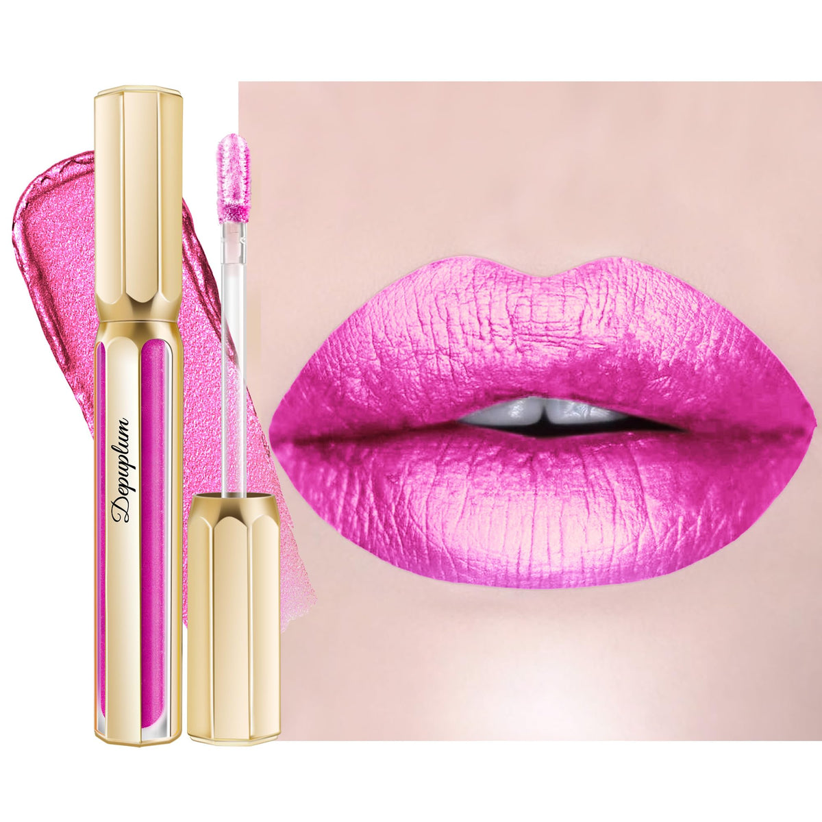 Depuplum metal tube front packaging showing luxurious design and color payoff