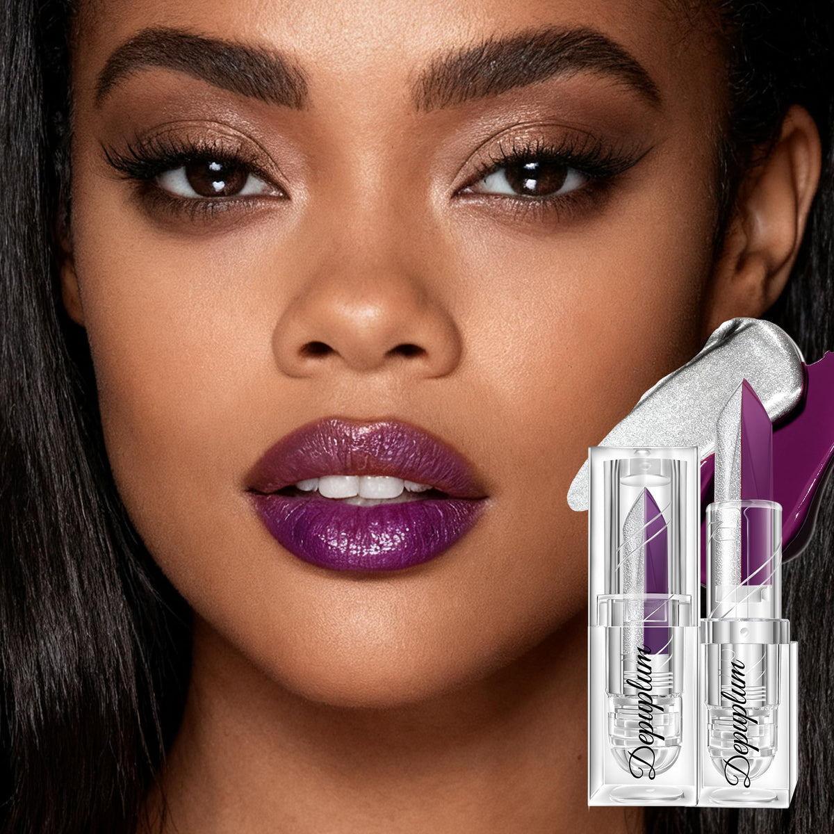 Depuplum DU-M8 silver glitter close-up showing pearlescent shimmer for eye-catching highlights