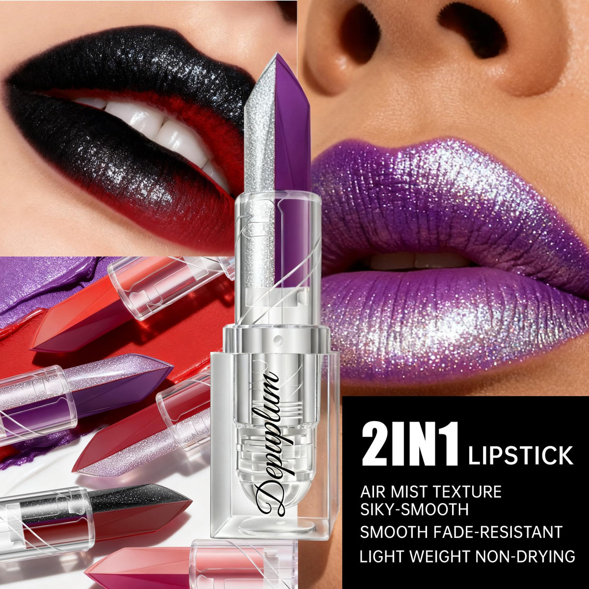 Depuplum DU-M8 applied as ombré lips demonstrating blended depth and lasting finish benefit