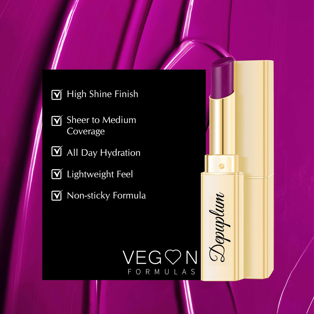 Depuplum tube open with product swirl on hand demonstrating creamy glide benefit