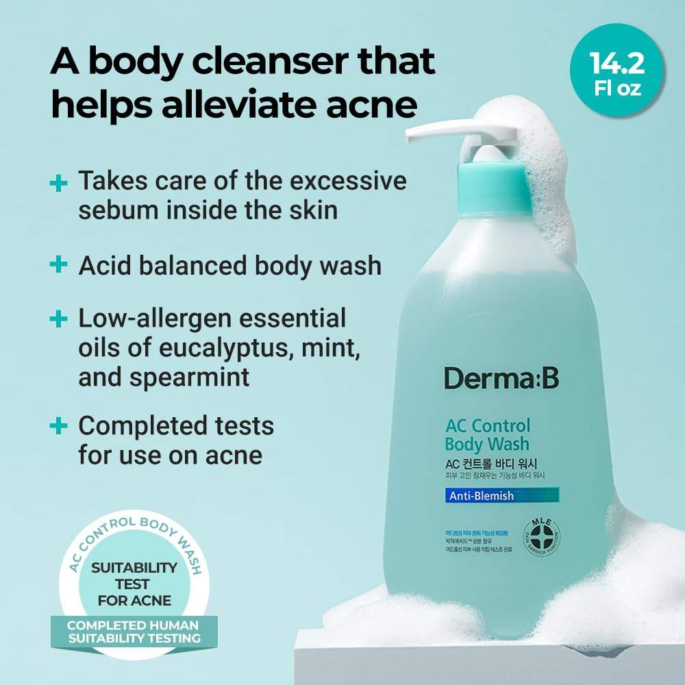Derma B pump close-up demonstrating easy dispensing and convenient shower use