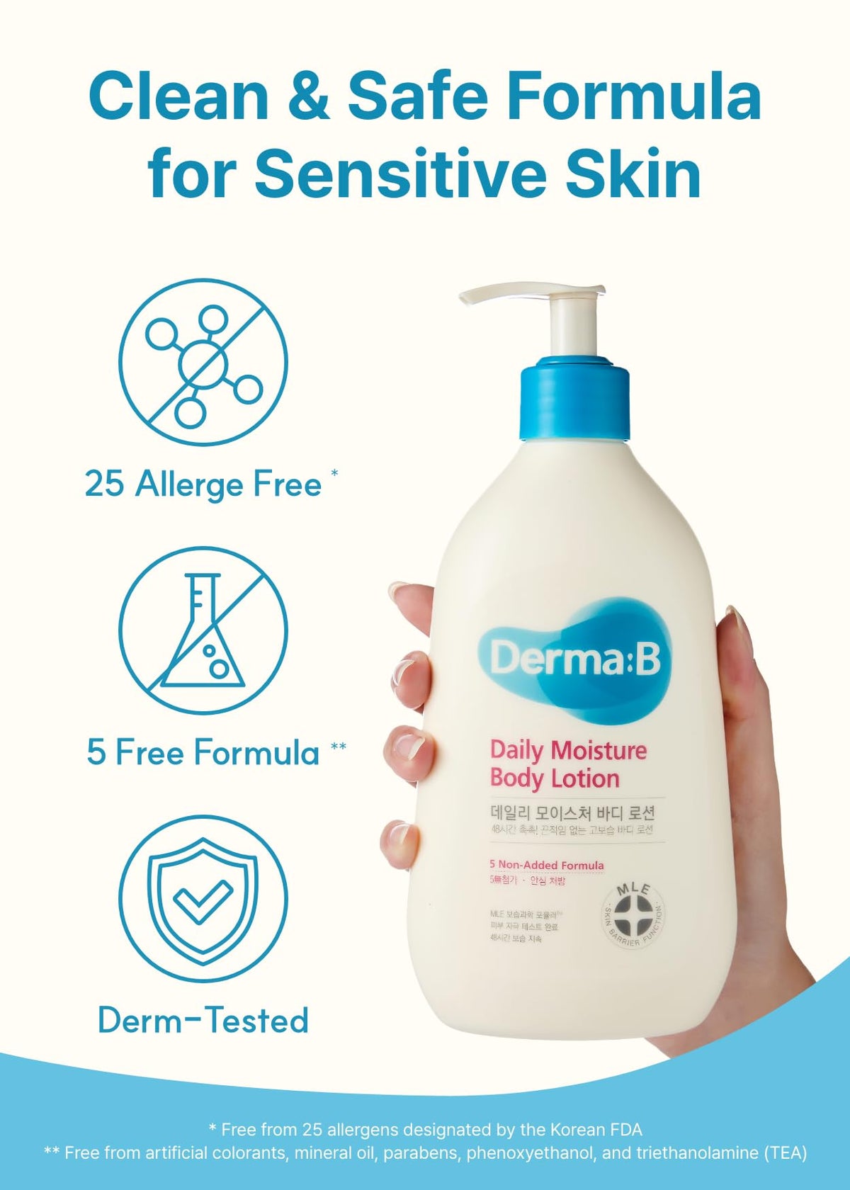 Derma B application on forearm illustrating smooth skin and long-lasting moisture