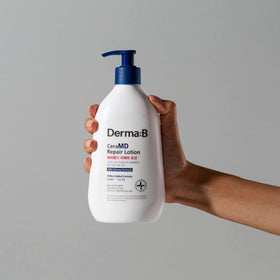 Derma B on bathroom shelf in lifestyle setting promoting daily use