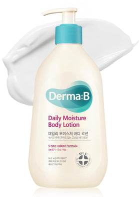 Derma B front bottle view showing product and easy-pump for daily hydration