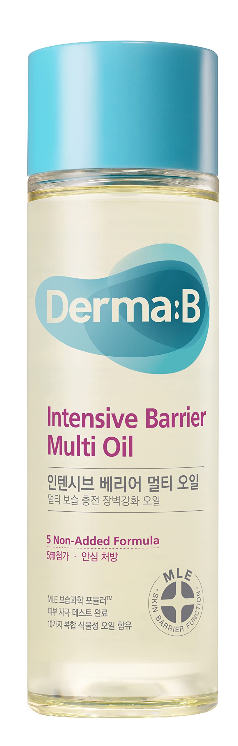 Derma B front packaging showing bottle and label for clear product ID and benefit