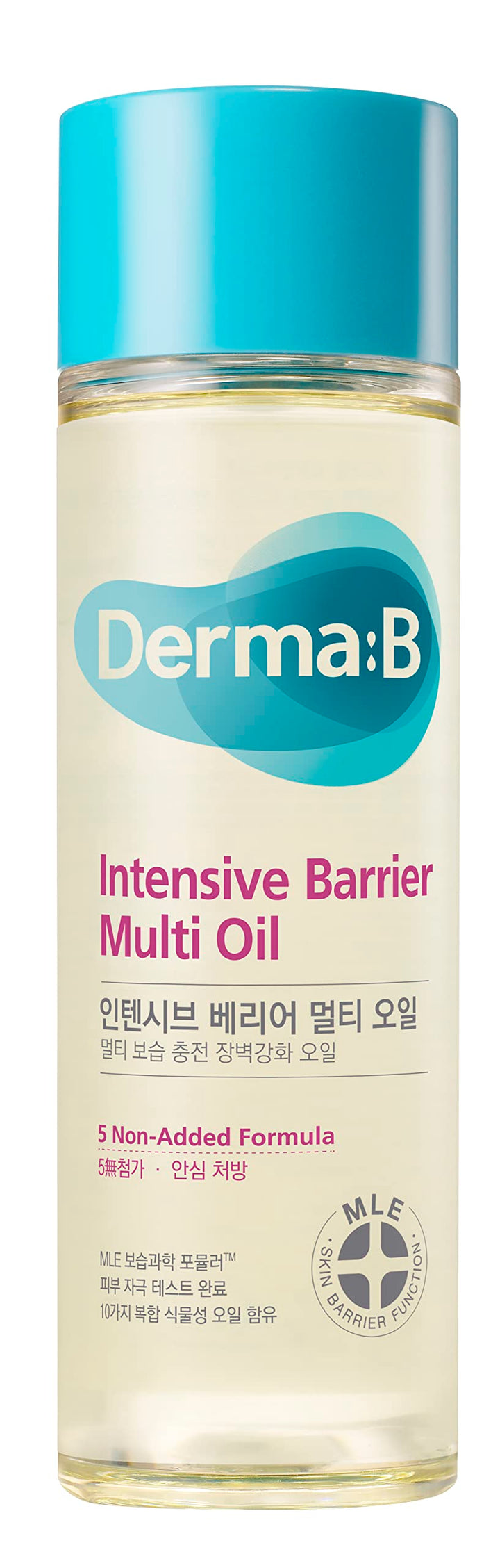 Derma B front packaging showing bottle and label for clear product ID and benefit