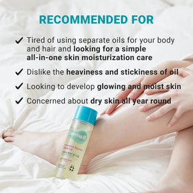 Derma B used on hair ends demonstrating shine and split-end smoothing benefit