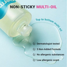 Derma B oil texture close-up highlighting lightweight absorption and silky finish