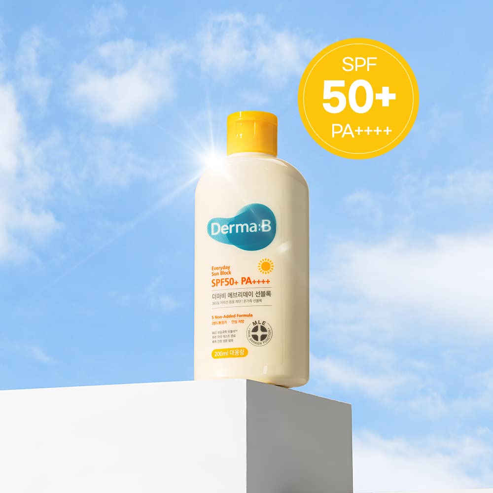 Derma B size comparison next to hand showing large 200ml value bottle
