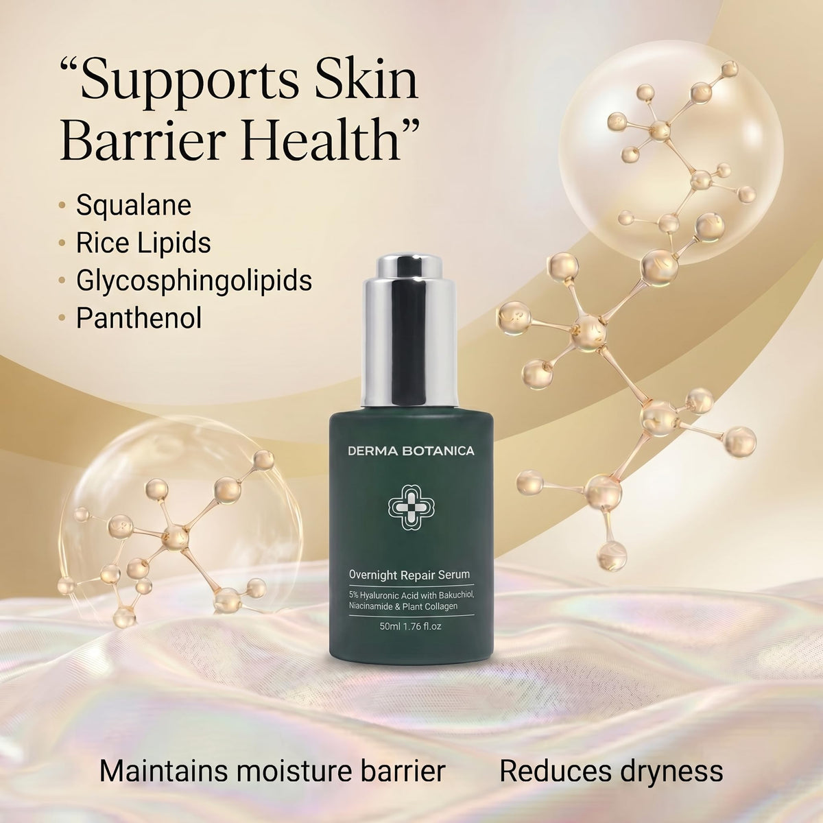 derma botanica serum applied on hand demonstrating smooth, non-greasy finish