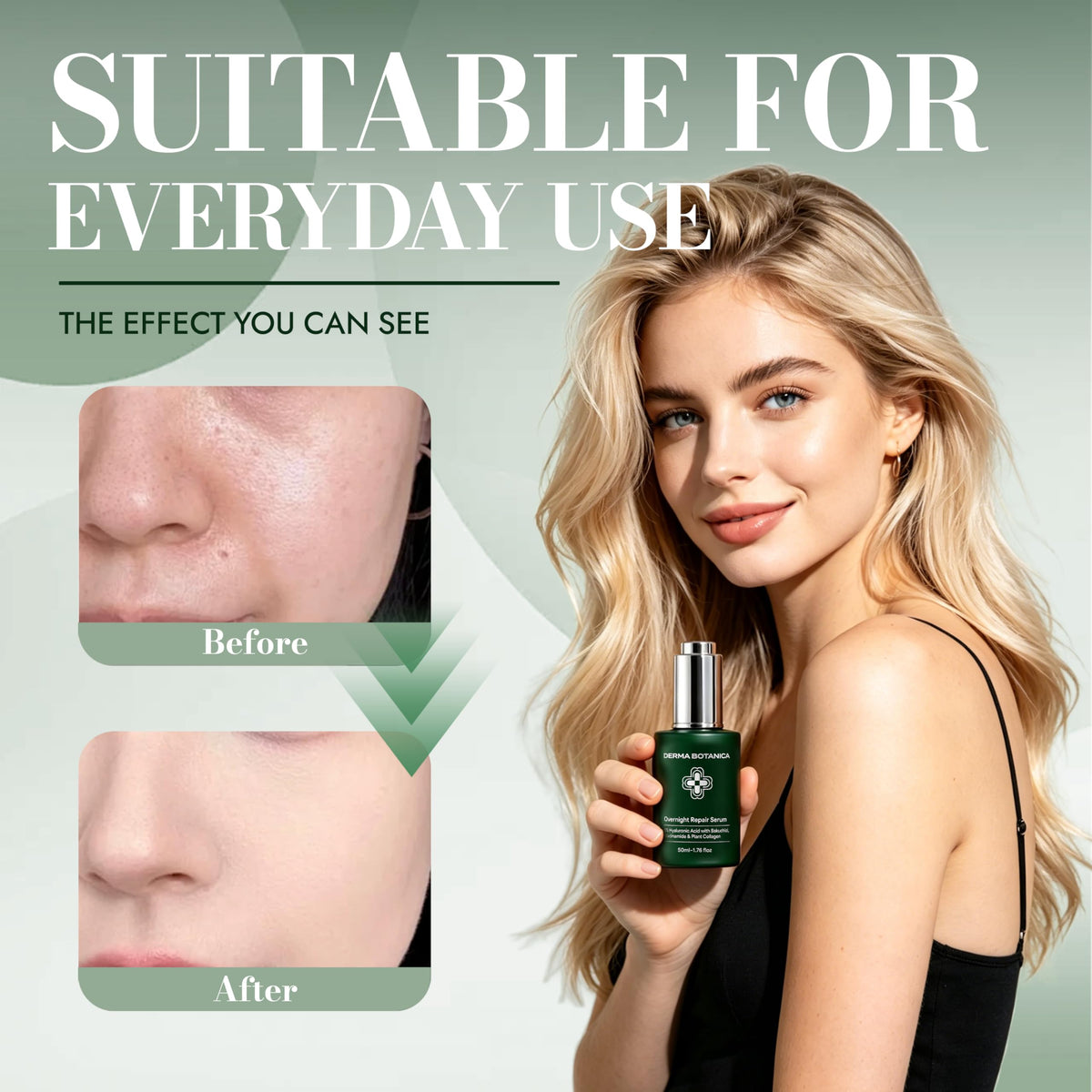 derma botanica applying serum during nightly skincare for hydrated skin
