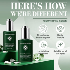 derma botanica close-up label highlighting peptide complex and plant extracts