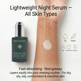 derma botanica label close-up featuring key active ingredients and benefits