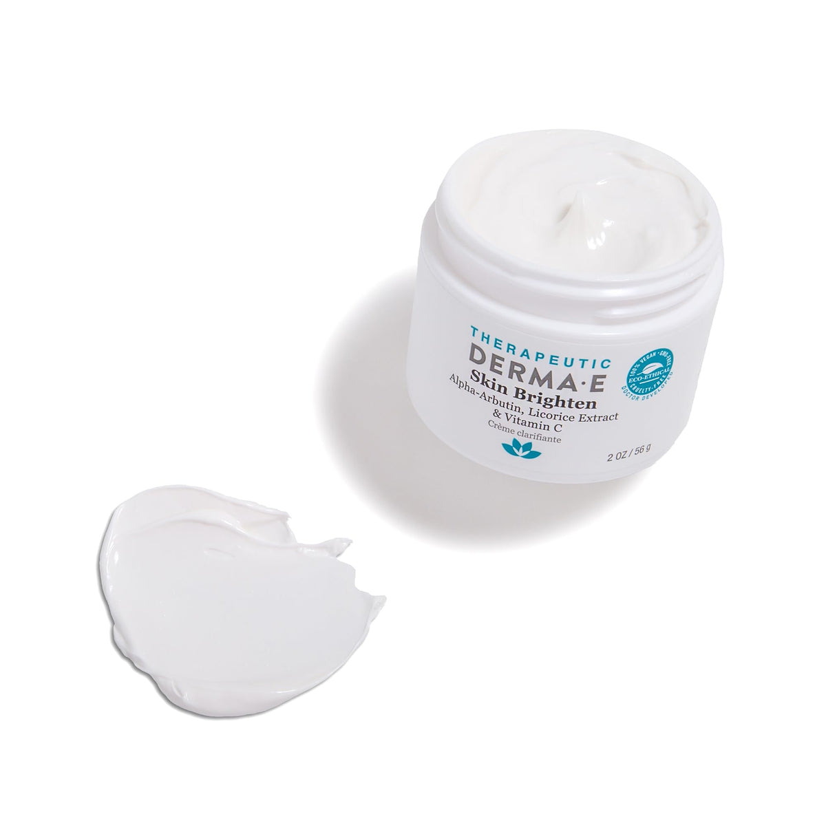Derma E applied to cheek demonstrating targeted brightening benefit