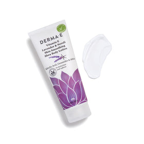 Derma E bottle label highlighting natural ingredients and clean formula