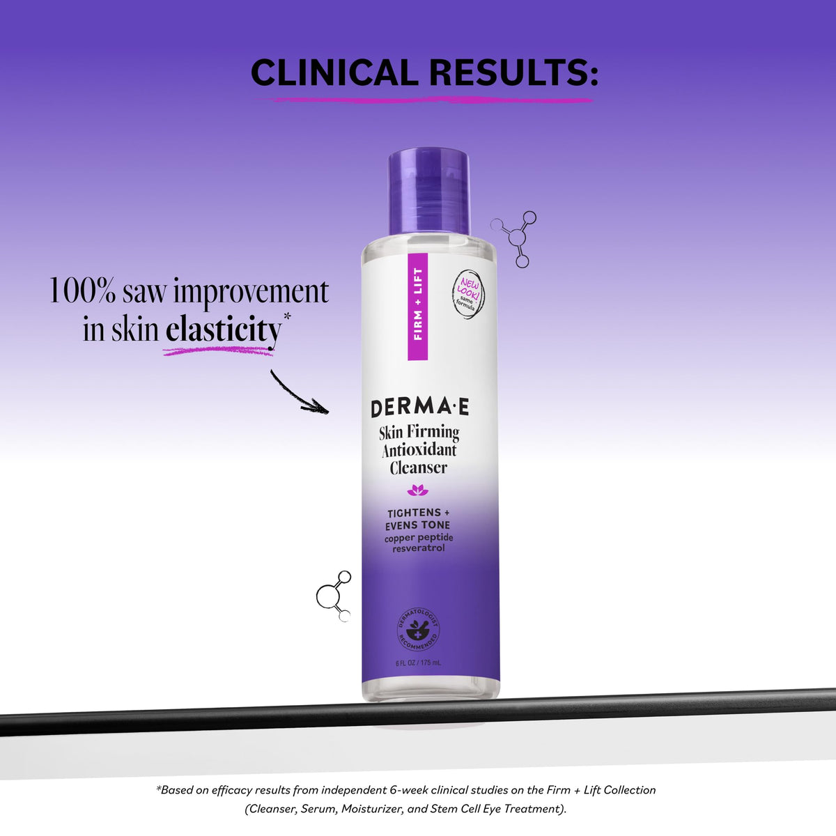 Derma E label close-up highlighting active ingredients and clean-beauty promise
