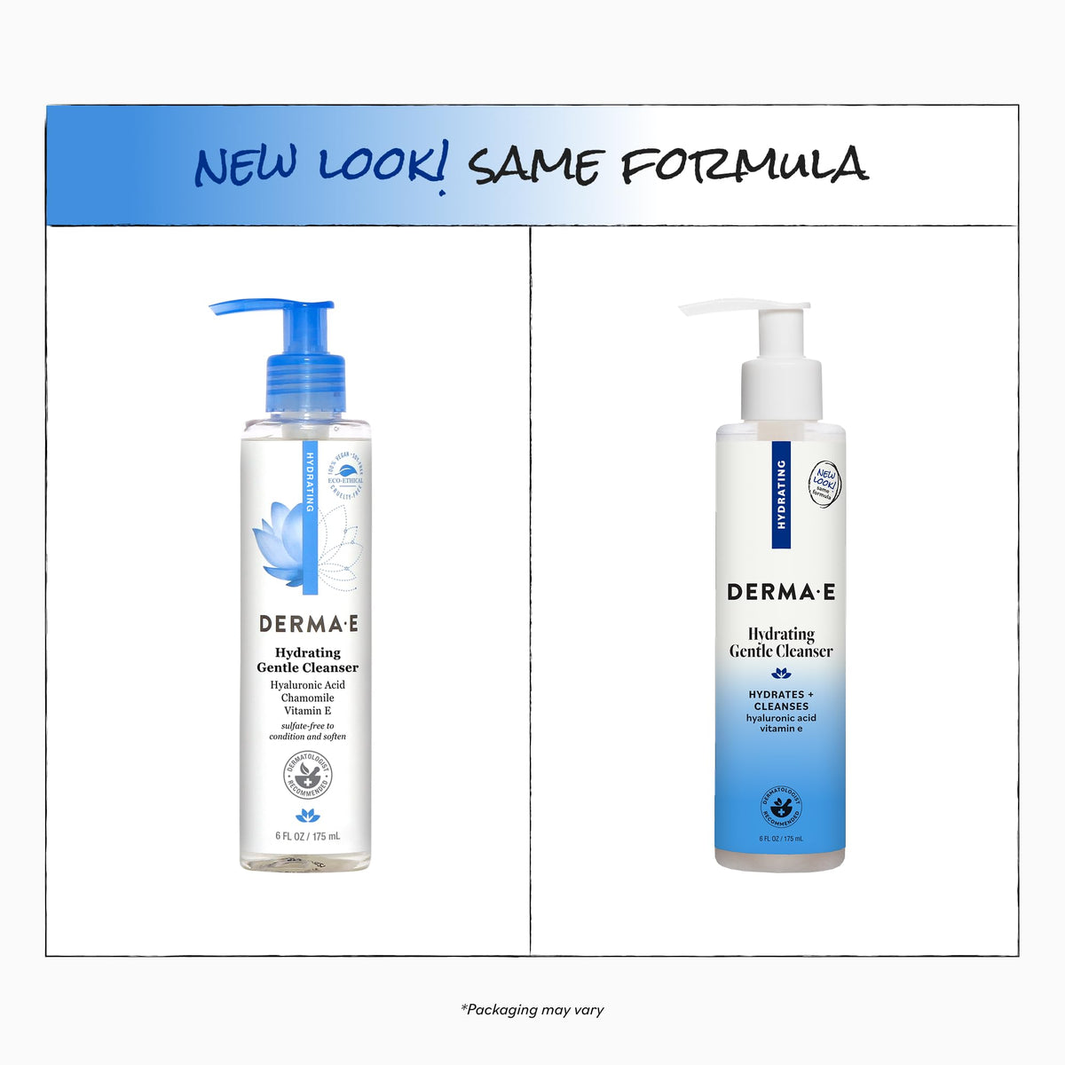 Derma E bottle in hand showing product size and easy pump for daily use