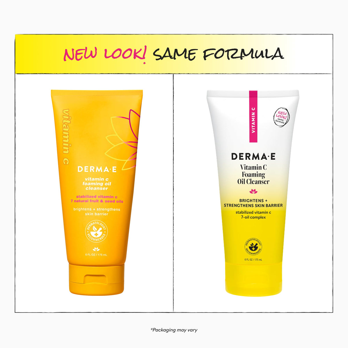 Derma E product label and ingredients view highlighting stabilized vitamin C and niacinamide