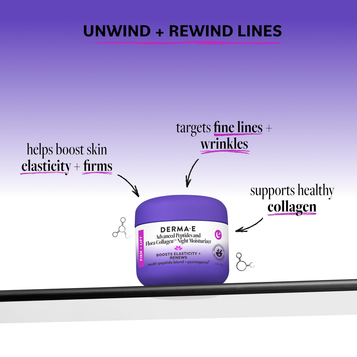 Derma E close-up of cream texture highlighting smooth, fast-absorbing hydration benefit