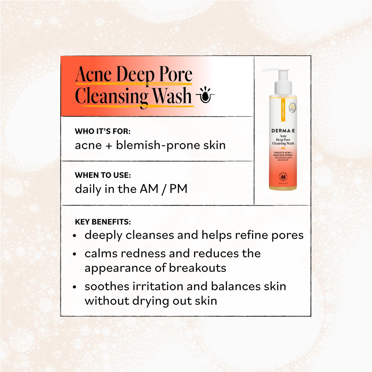 Derma E in-use with wet hands applying cleanser demonstrating daily routine benefit