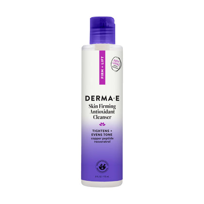 Derma E front pump bottle showing product details and easy dispensing benefit