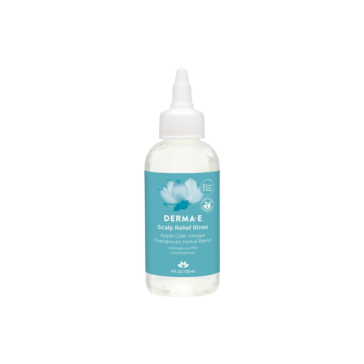 Derma E front bottle showing label and size, clear view for shoppers