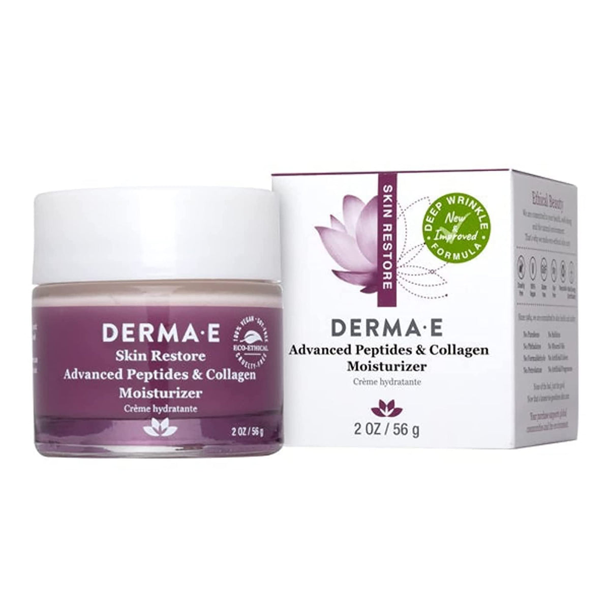 Derma E front jar shot showing clean packaging and clear product benefit