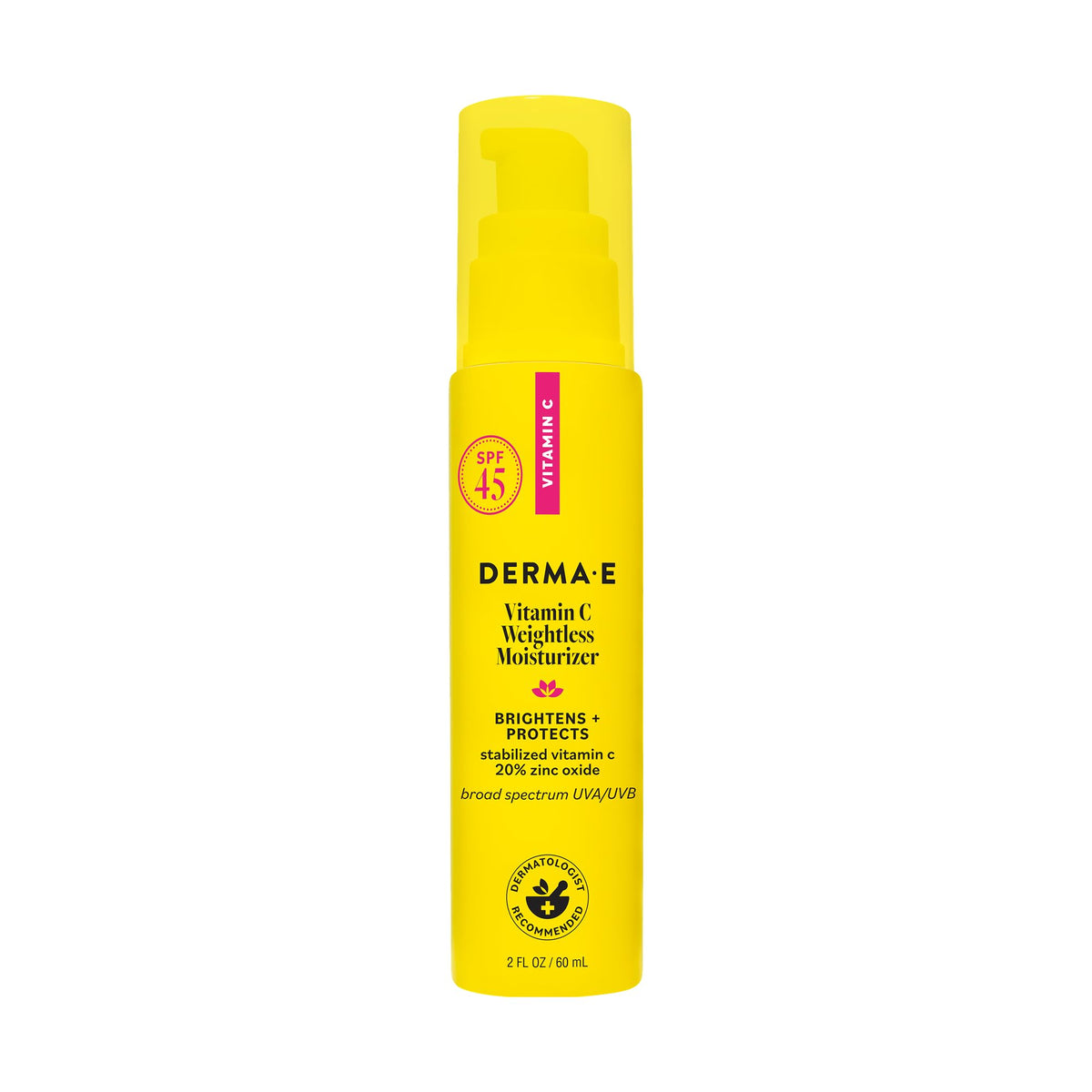 Derma E front packaging showing SPF45 and benefits