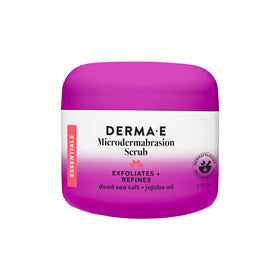 Derma E front packaging of microdermabrasion scrub showing product name and size for clear identification