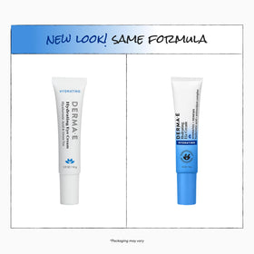 Derma E on upper eyelid applied to show targeted lifting and smoothing effect