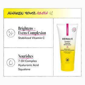 Derma E cleanser on a hand showing pump usage and effective makeup removal