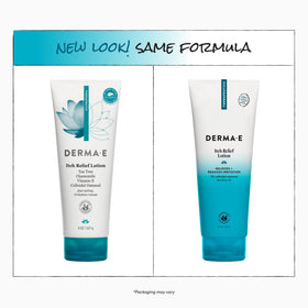 Derma E 8 oz bottle in hand showing scale and travel-friendly benefit