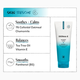 Derma E applying lotion to arm demonstrating immediate comfort benefit