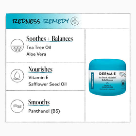 Derma E jar on bathroom shelf in clean routine setting promoting daily calm