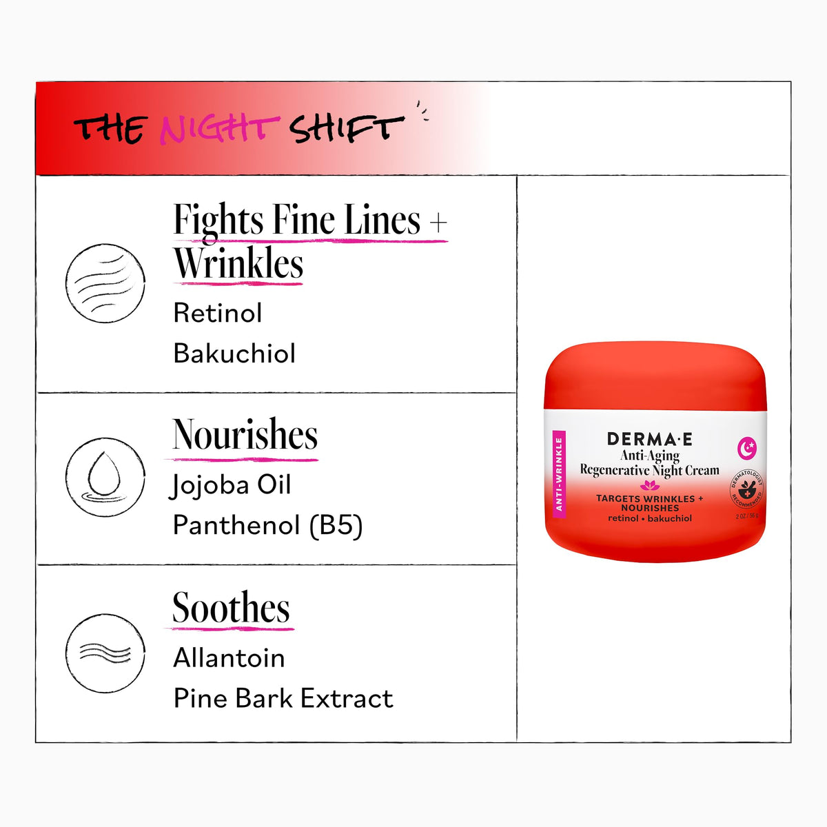 Derma E night cream in nighttime skincare routine for renewed skin appearance