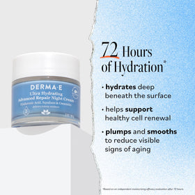 Derma E open jar texture highlighting rich hydrating cream