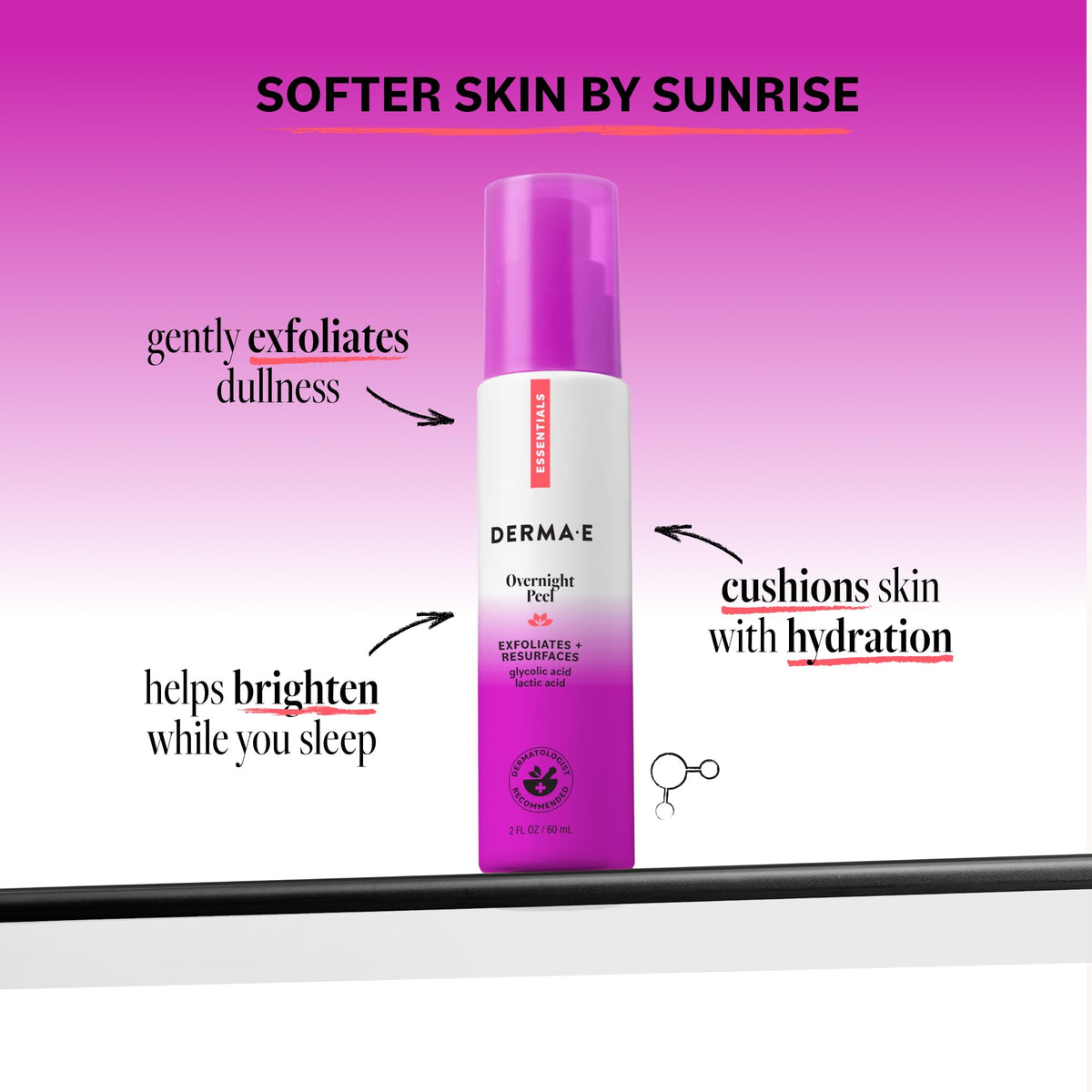 DERMA E close-up texture of peel cream showing smooth exfoliant benefit
