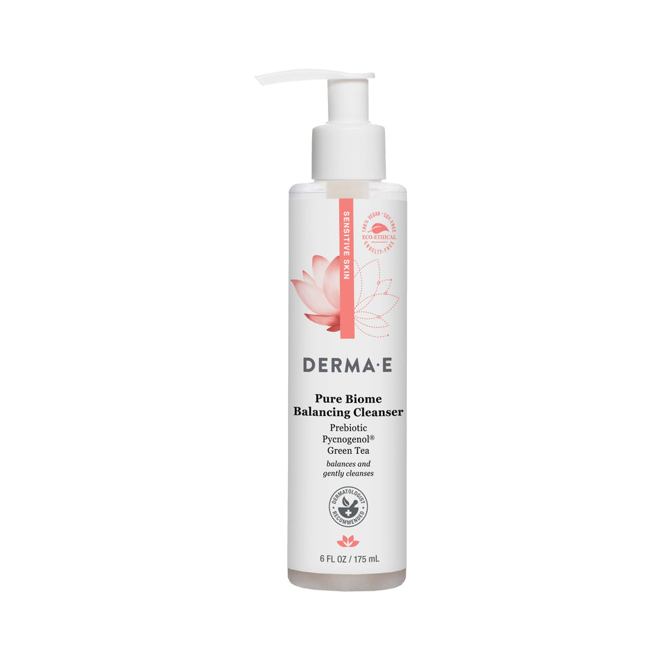 Derma E front packaging showing bottle and branding for gentle cleansing benefit